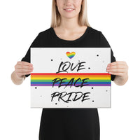 Load image into Gallery viewer, Love, Peace, Pride Canvas
