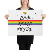 Load image into Gallery viewer, Love, Peace, Pride Canvas
